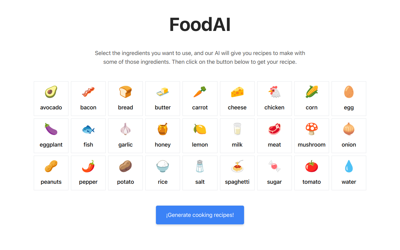 FoodAI.app | Generate cooking recipes with AI!